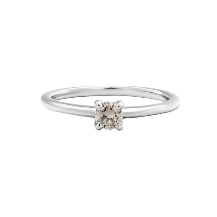 Ingen mindstepris - Ring - 14 karat Hvidguld -  0.22ct. tw. Grå Diamant (Naturfarvet)