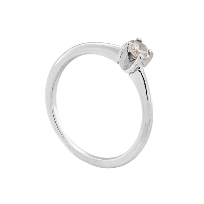 Ingen mindstepris - Ring - 14 karat Hvidguld -  0.22ct. tw. Grå Diamant (Naturfarvet)