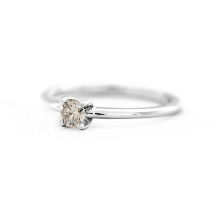 Ingen mindstepris - Ring - 14 karat Hvidguld -  0.22ct. tw. Grå Diamant (Naturfarvet)