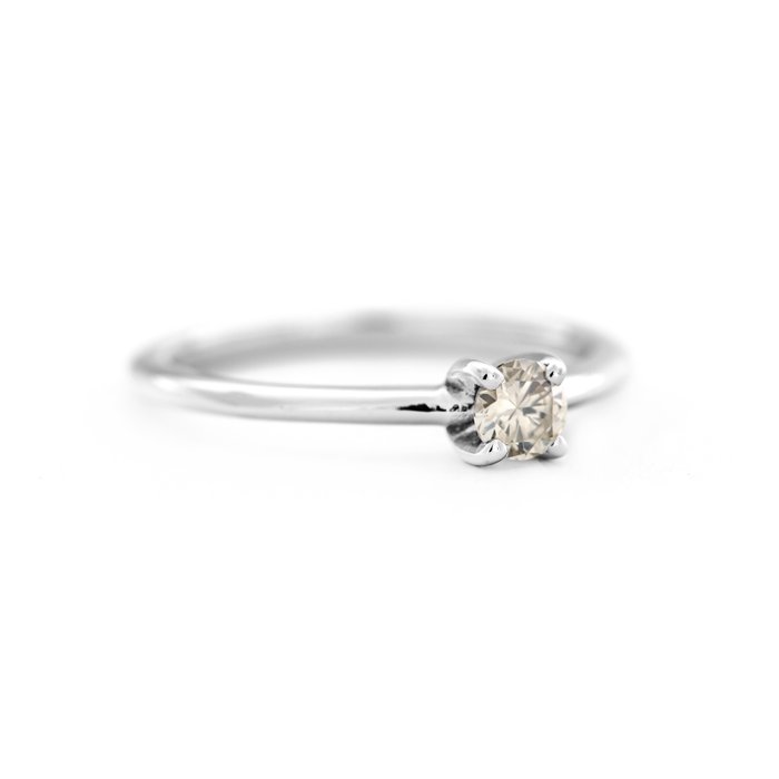 Ingen mindstepris - Ring - 14 karat Hvidguld -  0.22ct. tw. Grå Diamant (Naturfarvet)