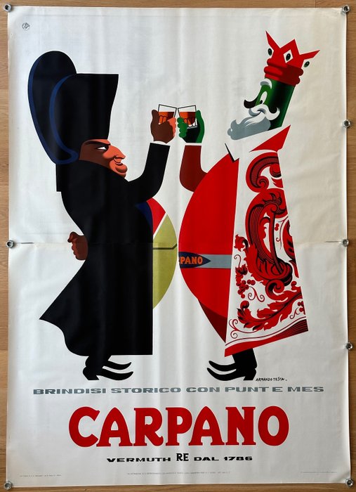 Armando Testa - Poster Pubblicitario- CARPANO BRINDISI CON NAPOLEONE-ARMANDO TESTA - 1950‹erne