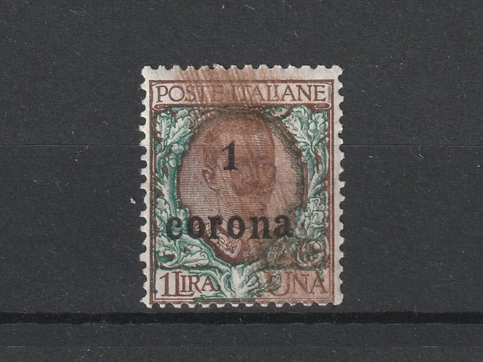 Italien - Dalmatia Trento og Trieste 1919 - Trento og Trieste 1919 Overtrykt 1C på lire 1 brun og grøn ny lys hængsel MLH med - Sassone numero 11