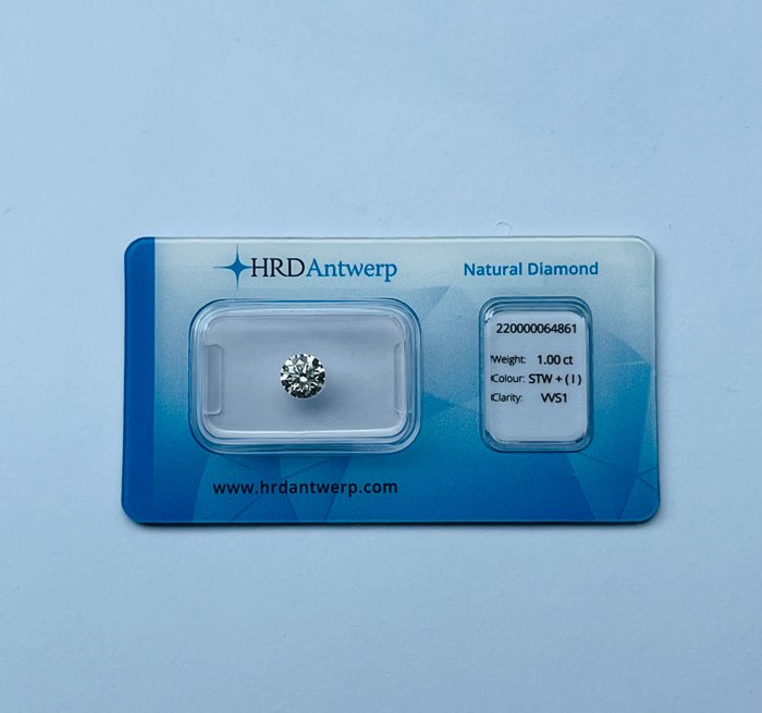 1 pcs Diamant  (Natur)  - 1.00 ct - Rund - I - VVS1 - HRD Antwerpen