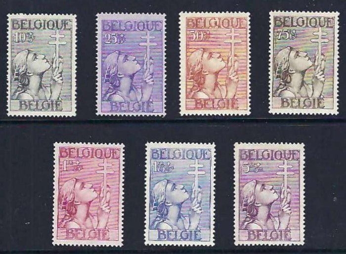 Belgien 1933 - serien "Cross of Lorraine" - OBP/COB 377/83