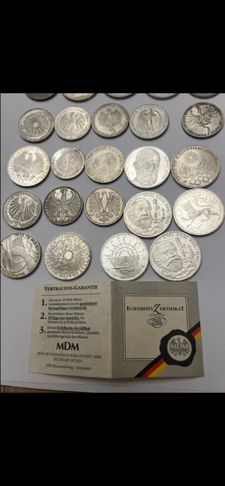 Tyskland. Collection of coins 5 DM/10 DM  (Ingen mindstepris)