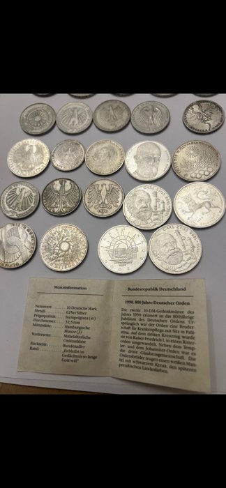 Tyskland. Collection of coins 5 DM/10 DM  (Ingen mindstepris)