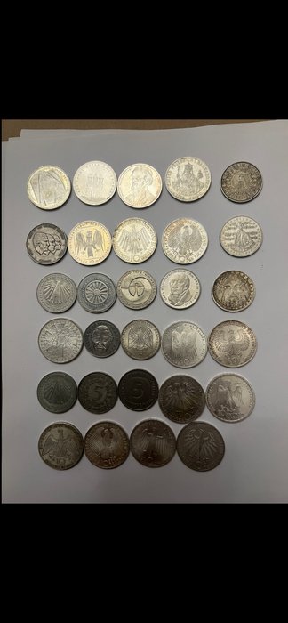 Tyskland. Collection of coins 5 DM/10 DM  (Ingen mindstepris)