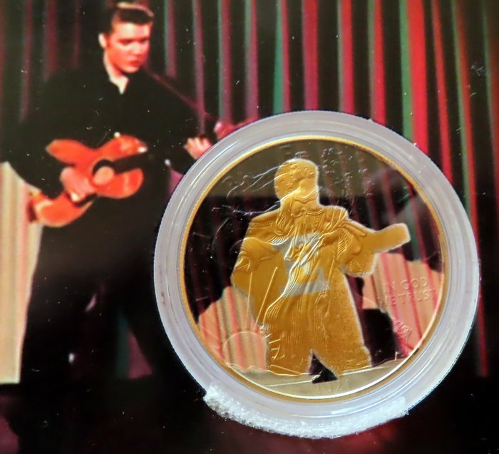 Förenta staterna. 1 Dollar Elvis Presley's First Album 65th Anniversary 1956-2021, Silver Eagle selectively highted with Gold  (Ingen mindstepris)