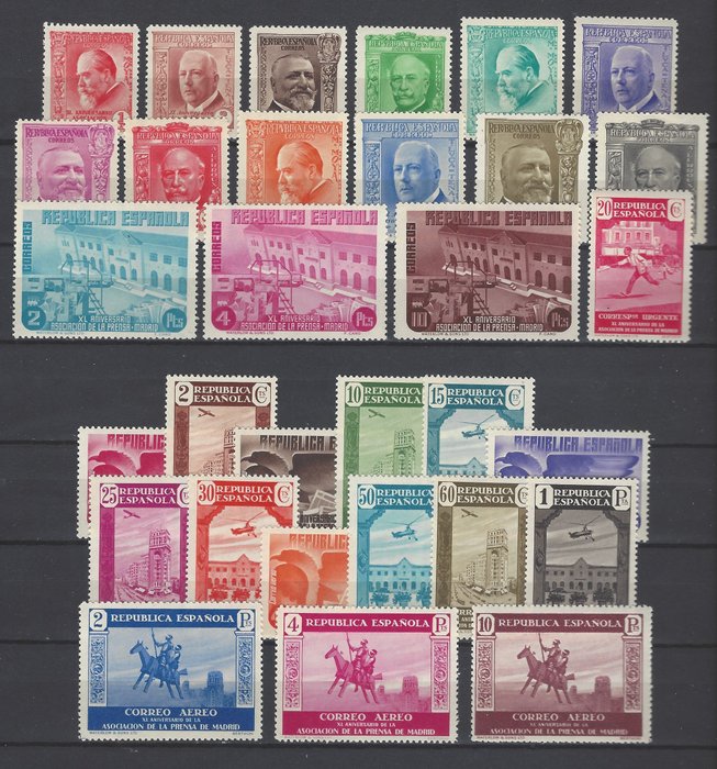 Spanien 1936 - Mail og luftpresse - Edifil 695/710 + 711/725