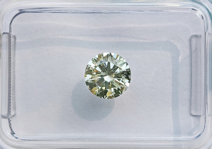 1 pcs Diamant  (Naturfarvet)  - 0.70 ct - Rund - Very light Gullig Grøn - I1 - International Gemological Institute (IGI)