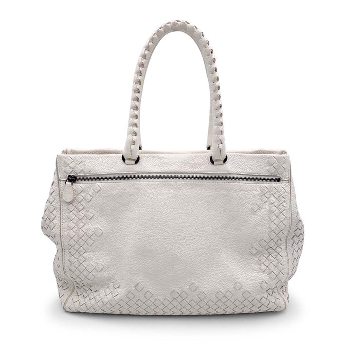 Bottega Veneta - White Intrecciato Leather Woven - Mulepose