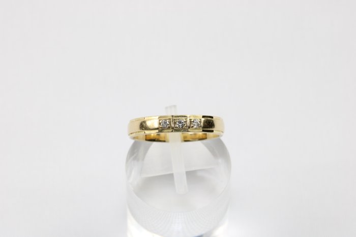 Ring - 14 karat Gulguld -  0.09ct. tw. Diamant (Natur)