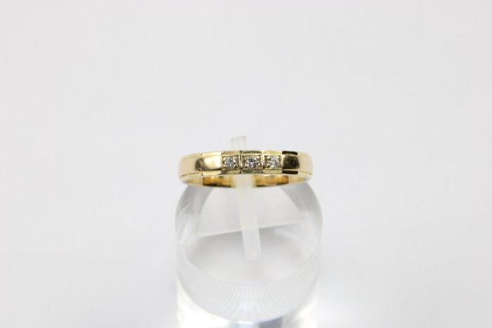 Ring - 14 karat Gulguld -  0.09ct. tw. Diamant (Natur)