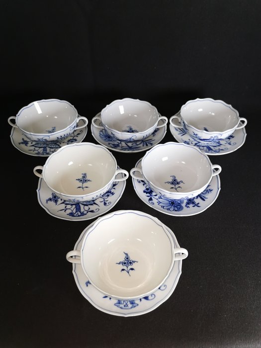 Meissen - Sæt suppeskåle (6) - Cipolla blu  - Free shipping - Porcelæn