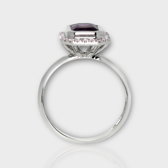 Forlovelsesring - 14 karat Hvidguld Spinel - Diamant