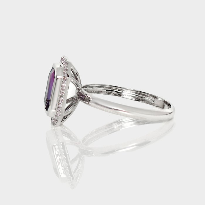 Forlovelsesring - 14 karat Hvidguld Spinel - Diamant