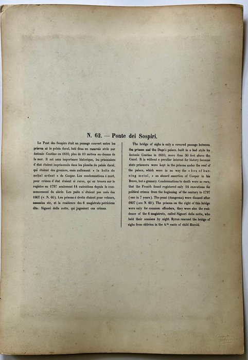 Carlo Ponti (Italian, 1820 -1893) - View of Venice - "Ponte dei Sospiri" - Large Format - ca. 1860