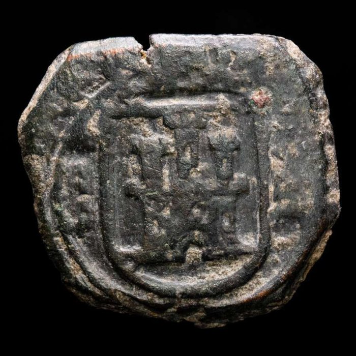 Spanien. Edad Media, siglos XIV / XVII.. Resello Casa de Austria. Lote de ocho (8) monedas.  (Ingen mindstepris)