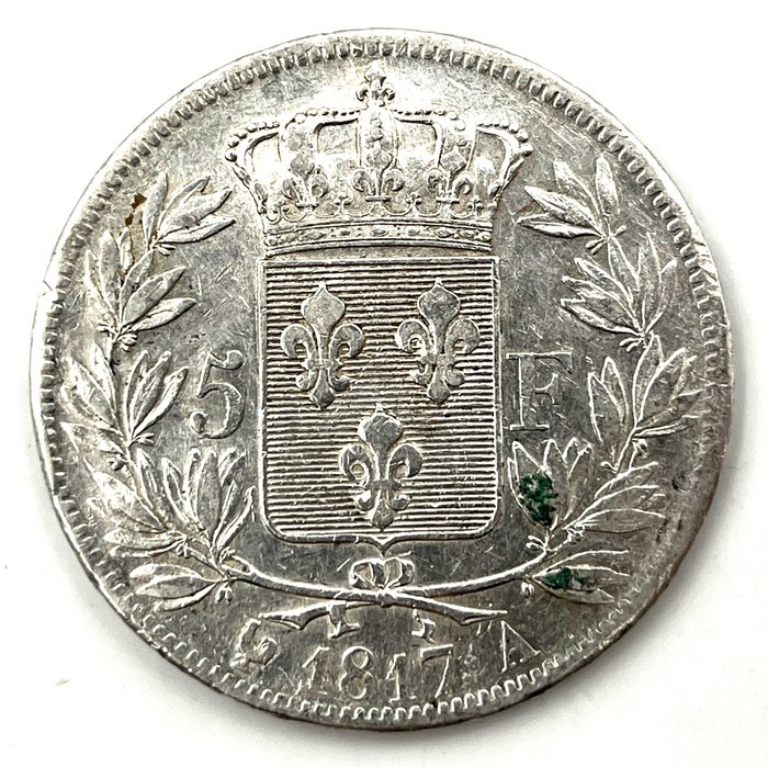 Frankrig. Ludvig 18. (1814-1824). 5 Francs 1817-A, Paris  (Ingen mindstepris)