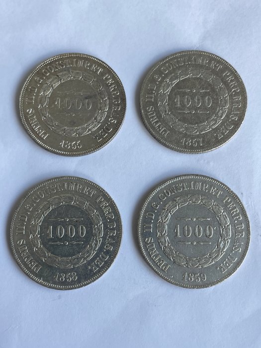 Brasilien Pedro II (1831-1889) 1000 Reis 1855/1859 (4 monedas)  (Ingen mindstepris)