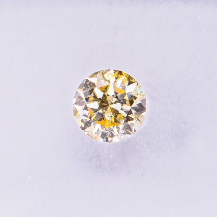 Ingen mindstepris - 1 pcs Diamant  (Naturfarvet)  - 0.32 ct - Rund - Fancy Brunlig, Orange nuance Gul - SI2 - International Gemological Institute (IGI)