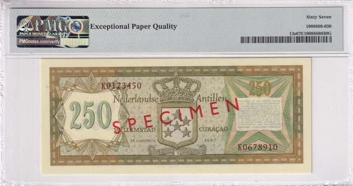 Hollandske Antiller. - 250 Gulden - 1967 - Specimen - Pick 13s