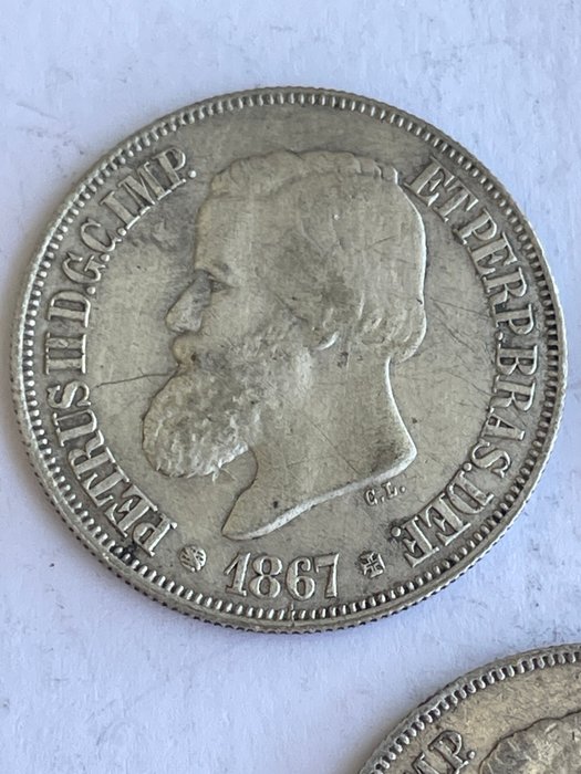 Brasilien. Pedro II (1831-1889). 500 Reis 1867/1889 (5 moedas)  (Ingen mindstepris)