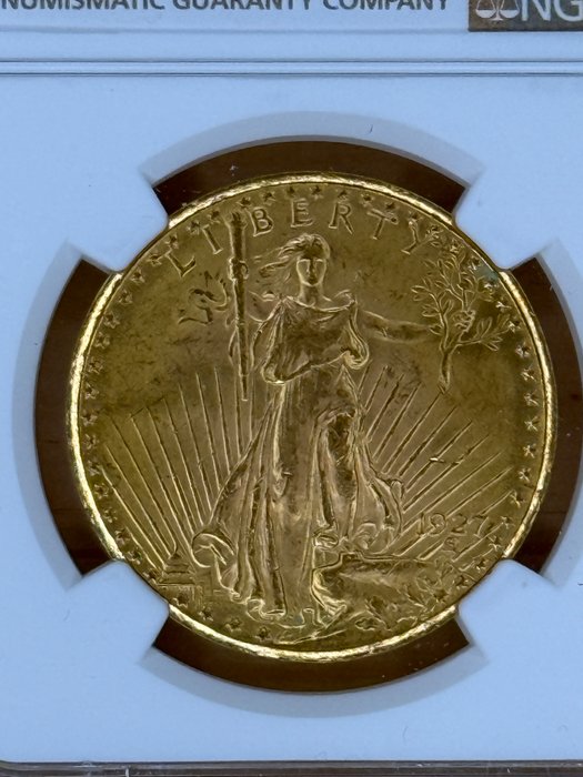 Förenta staterna. St. Gaudens $20 Gold Double Eagle 1927 NGC Graded MS64