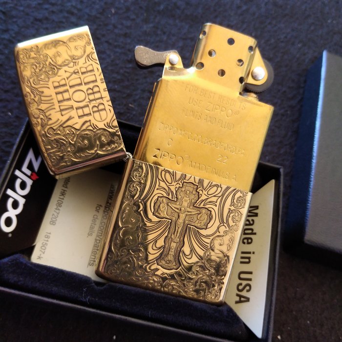 Zippo - 5D Crucifixion - Holy Bible - armor case - golden brass - new - Lommelighter - Stål (rustfrit)