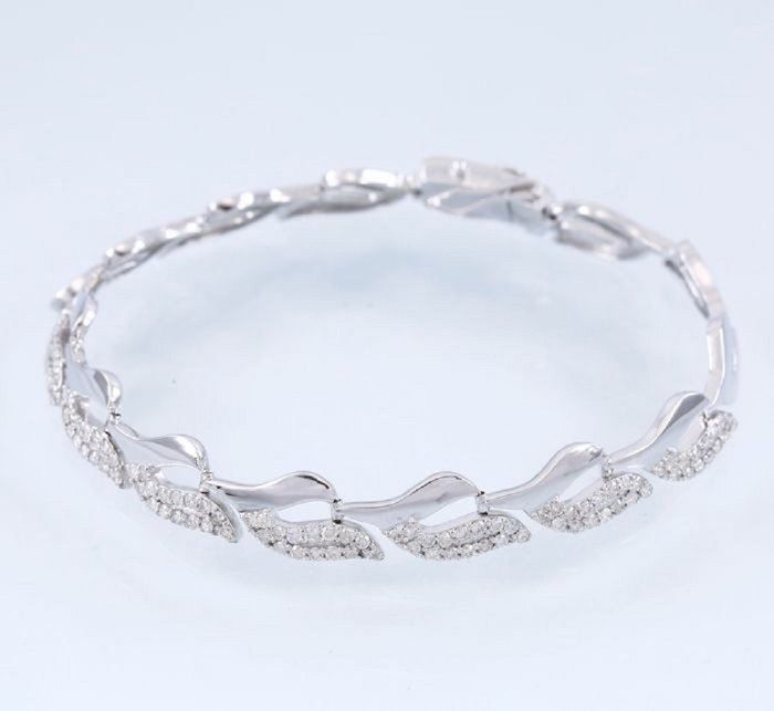 Armbånd - 14 karat Hvidguld -  276ct tw Diamant (Natur) - Bladforbundet armbånd