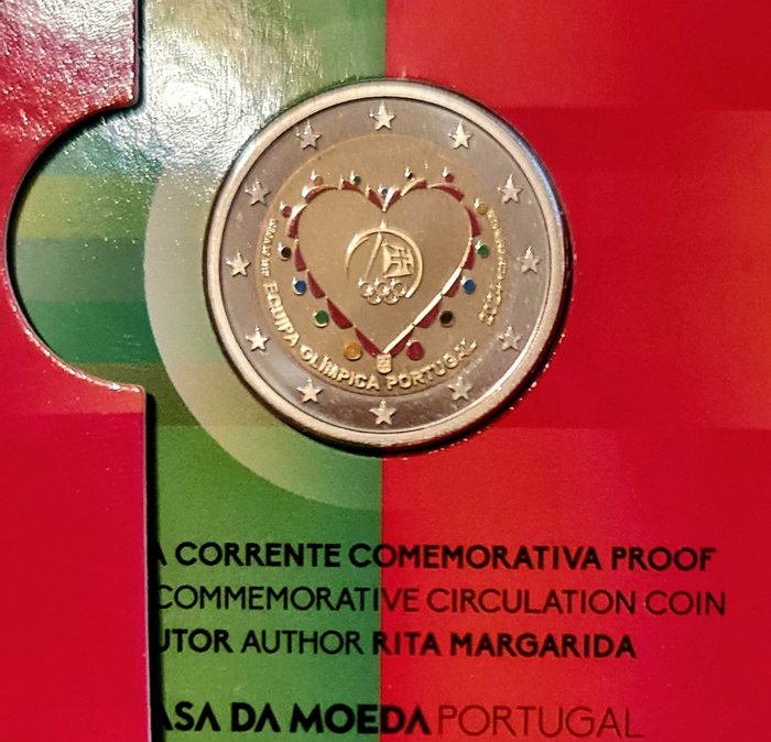 Portugal. 2 Euro 2024 "Equipa Olimpica Portugal" Proof  (Ingen mindstepris)