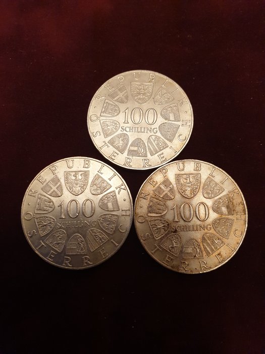 Østrig. 100 Schilling 1975 (7 coins)  (Ingen mindstepris)