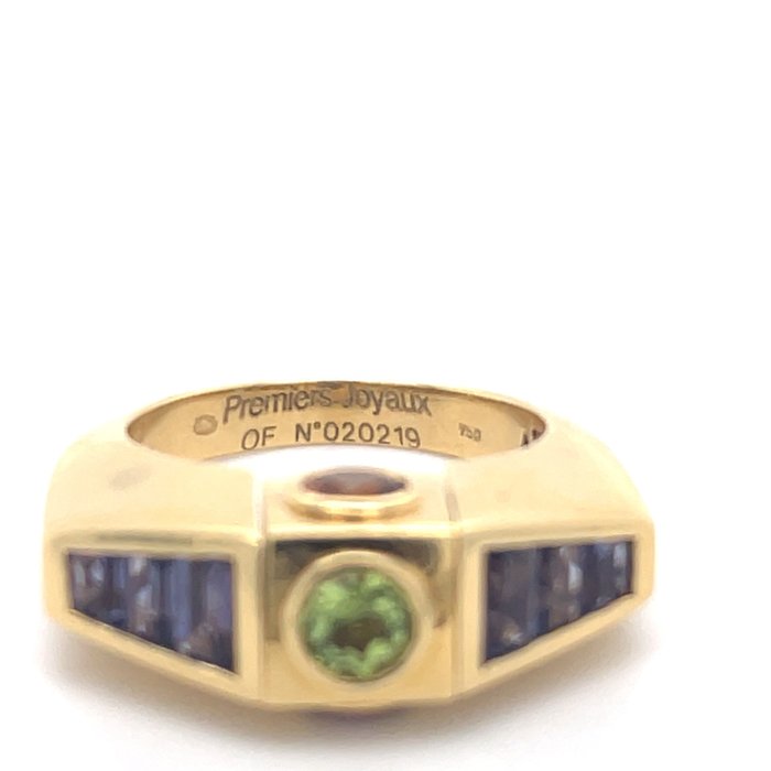 Ring - 18 kraat Gulguld Tanzanit - Peridot