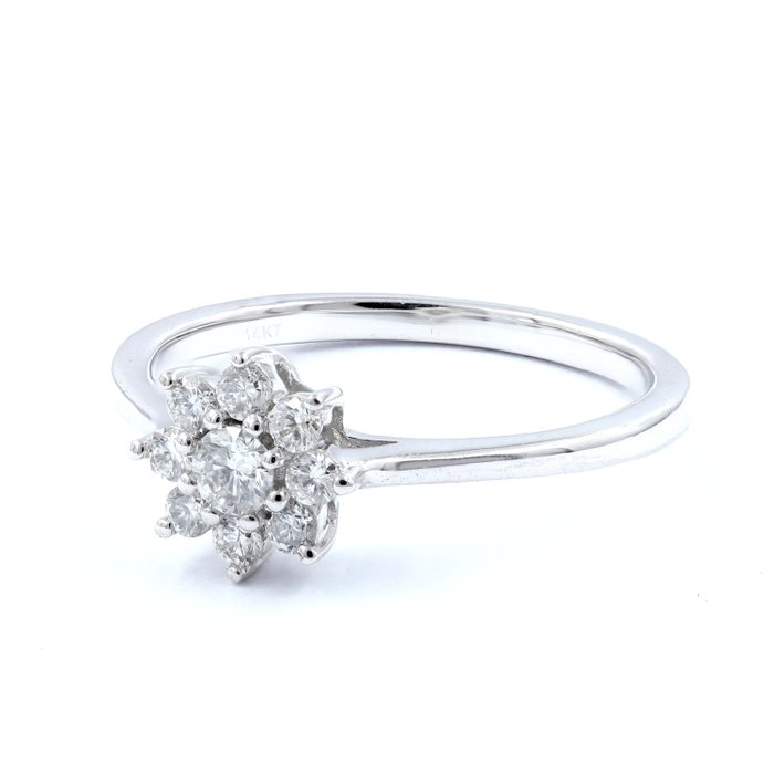 Ring - 14 karat Hvidguld -  0.35ct. tw. Diamant (Natur)