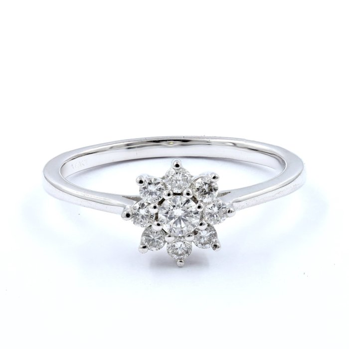 Ring - 14 karat Hvidguld -  0.35ct. tw. Diamant (Natur)