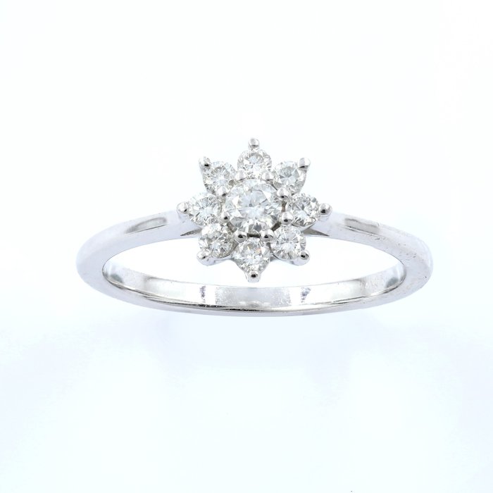 Ring - 14 karat Hvidguld -  0.35ct. tw. Diamant (Natur)