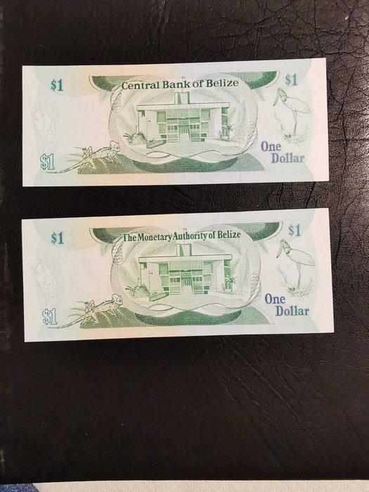 Belize. - 9 x 1 dollar 1980-1987 - Pick 38 (1), 43 (1), 46b (2), 46c (5)  (Ingen mindstepris)