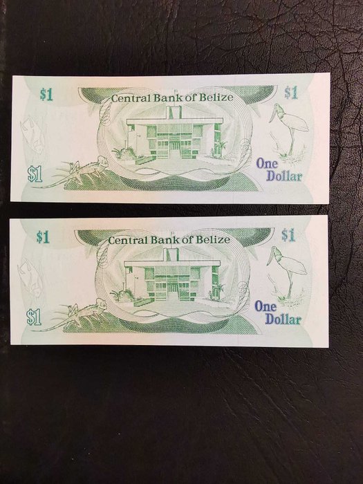 Belize. - 9 x 1 dollar 1980-1987 - Pick 38 (1), 43 (1), 46b (2), 46c (5)  (Ingen mindstepris)