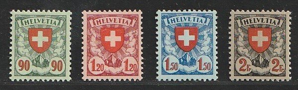 Schweiz 1924 - Våben serie - Michel 194/197, type z (geriffelter gummi)