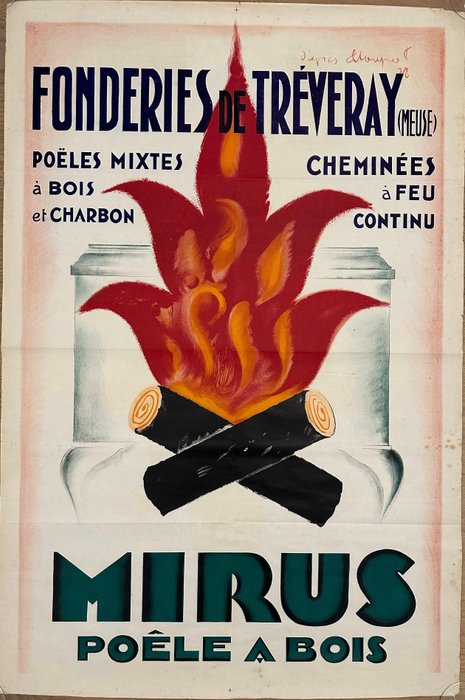 Charles Loupot - MIRUS POELE A BOIS- Charles Loupot-litografia 1935 - 1930‹erne