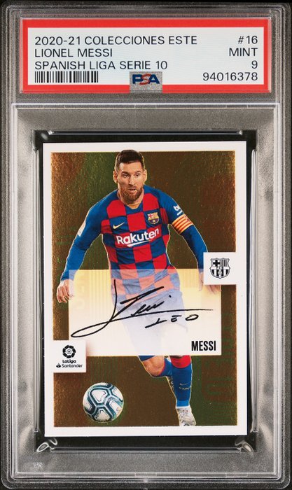 2020/21 Panini Liga Este Lionel Messi #16 Serie 10 PSA 9 Graded sticker