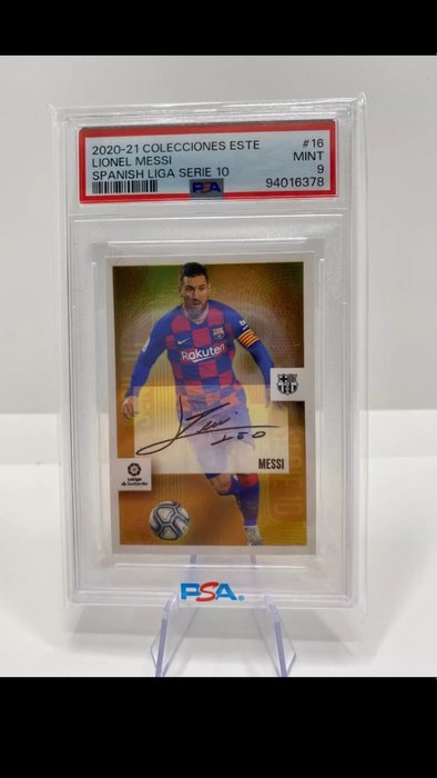 2020/21 Panini Liga Este Lionel Messi #16 Serie 10 PSA 9 Graded sticker