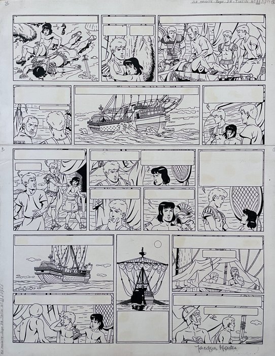 Martin Jacques - 1 Original page - Alix T3 - L'Ile Maudite - 1951