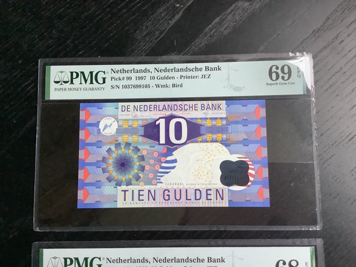 Holland. - 2 x 10 Gulden 1968-1997 - Pick 91b, 99  (Ingen mindstepris)