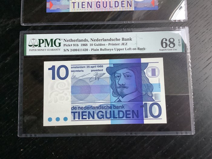 Holland. - 2 x 10 Gulden 1968-1997 - Pick 91b, 99  (Ingen mindstepris)