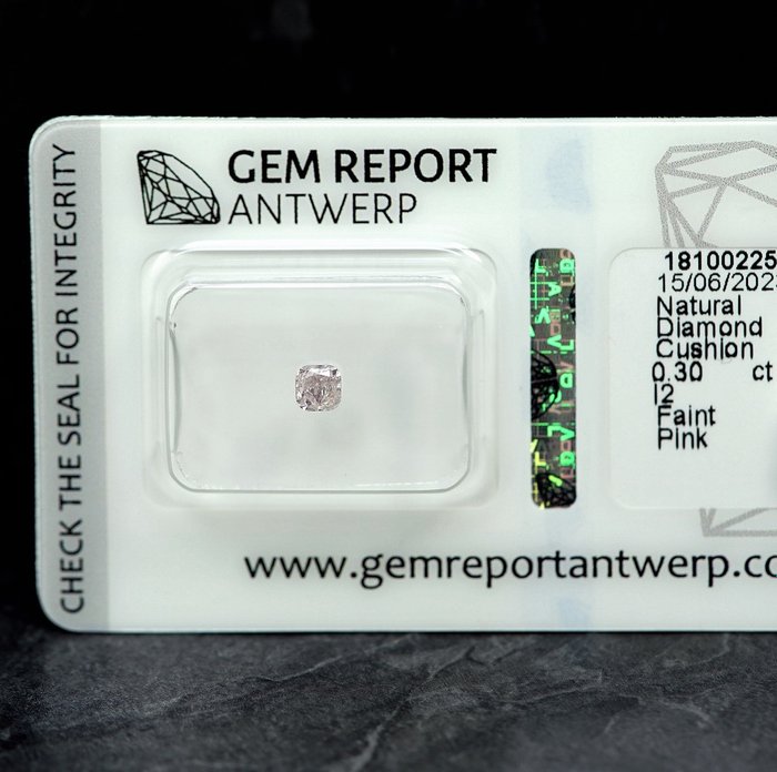 Ingen mindstepris - 1 pcs Diamant  (Naturfarvet)  - 0.30 ct - Pude - Faint Lyserød - I2 - Gem Report Antwerp (GRA)