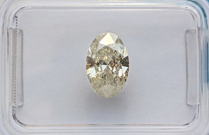 Ingen mindstepris - 1 pcs Diamant  (Natur)  - 1.01 ct - Oval - K - I2 - International Gemological Institute (IGI)