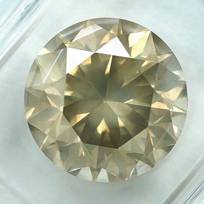 1 pcs Diamant  (Naturfarvet)  - 4.02 ct - Fancy Grålig Gul - SI2 - International Gemological Institute (IGI)