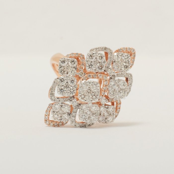 Statement-ring - 14 karat Hvidguld -  1.85ct. tw. Diamant (Natur) - Bryllupscocktailring