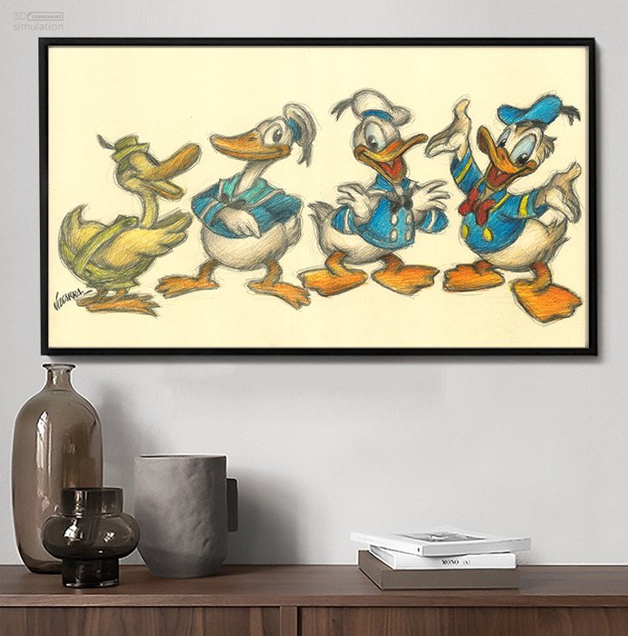 Joan Vizcarra - Donald Duck's Evolution - Original Drawing - 50 x 28 cm